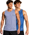T.T. Men Dri-Fit Polyester Fooball-Knit Fabric| Round Neck | Sleeveless | Sweat-Wicking Gym & Active Wear Tees|Pack Of 2|Light Purple,Light Blue