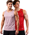 T.T. Men Dri-Fit Polyester Fooball-Knit Fabric| Round Neck | Sleeveless | Sweat-Wicking Gym & Active Wear Tees|Pack Of 2|Light Pink,Red