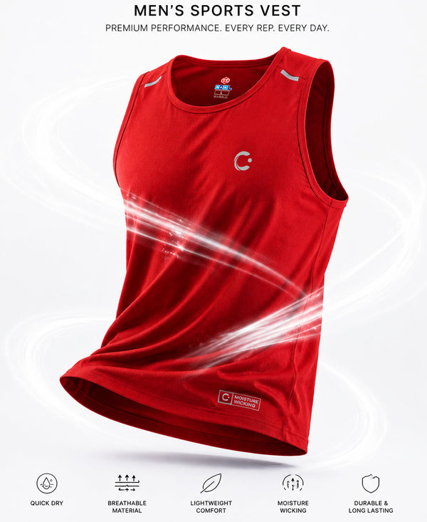 T.T. Men Dri-Fit Polyester Fooball-Knit Fabric| Round Neck | Sleeveless | Sweat-Wicking Gym & Active Wear Tees|Pack Of 2|Light Grey,Red