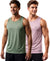 T.T. Men Dri-Fit Polyester Fooball-Knit Fabric| Round Neck | Sleeveless | Sweat-Wicking Gym & Active Wear Tees|Pack Of 2|Light Green,Light Pink
