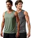 T.T. Men Dri-Fit Polyester Fooball-Knit Fabric| Round Neck | Sleeveless | Sweat-Wicking Gym & Active Wear Tees|Pack Of 2|Light Green,Light Grey