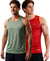 T.T. Men Dri-Fit Polyester Fooball-Knit Fabric| Round Neck | Sleeveless | Sweat-Wicking Gym & Active Wear Tees|Pack Of 2|Light Green,Red
