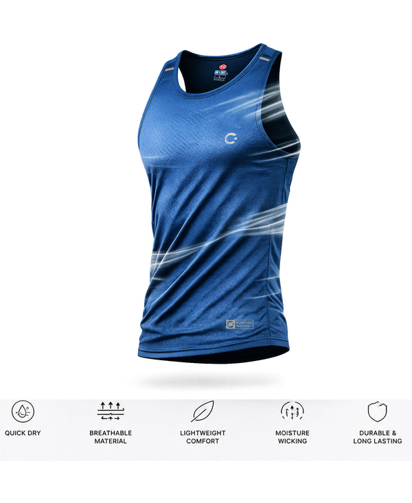 T.T. Men Dri-Fit Polyester Fooball-Knit Fabric| Round Neck | Sleeveless | Sweat-Wicking Gym & Active Wear Tees|Pack Of 2|Dark Green,Light Blue