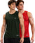 T.T. Men Dri-Fit Polyester Fooball-Knit Fabric| Round Neck | Sleeveless | Sweat-Wicking Gym & Active Wear Tees|Pack Of 2|Dark Green,Red