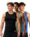 T.T. Men Dri-Fit Polyester Fooball-Knit Fabric| Round Neck | Sleeveless | Sweat-Wicking Gym & Active Wear Tees|Pack Of 3|Black,Light Green,Light Blue