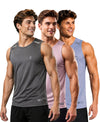 T.T. Men Dri-Fit Polyester Fooball-Knit Fabric| Round Neck | Sleeveless | Sweat-Wicking Gym & Active Wear Tees|Pack Of 3|Light Grey,Light Pink,Light Purple