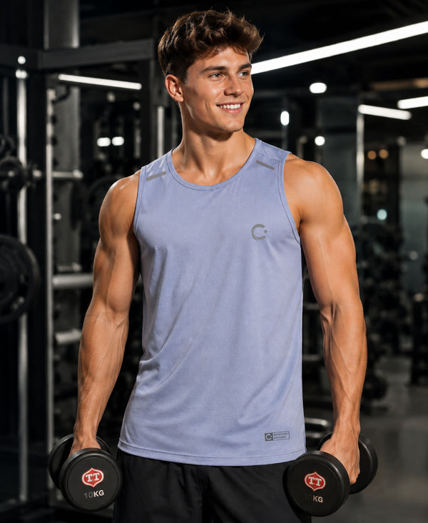 T.T. Men Dri-Fit Polyester Fooball-Knit Fabric| Round Neck | Sleeveless | Sweat-Wicking Gym & Active Wear Tees|Pack Of 3|Light Pink,Light Purple,Navy
