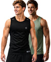 T.T. Men Dri-Fit Polyester Fooball-Knit Fabric| Round Neck | Sleeveless | Sweat-Wicking Gym & Active Wear Tees|Pack Of 2|Black,Light Green