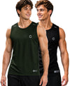 T.T. Men Dri-Fit Polyester Fooball-Knit Fabric| Round Neck | Sleeveless | Sweat-Wicking Gym & Active Wear Tees|Pack Of 2|Black,Dark Green