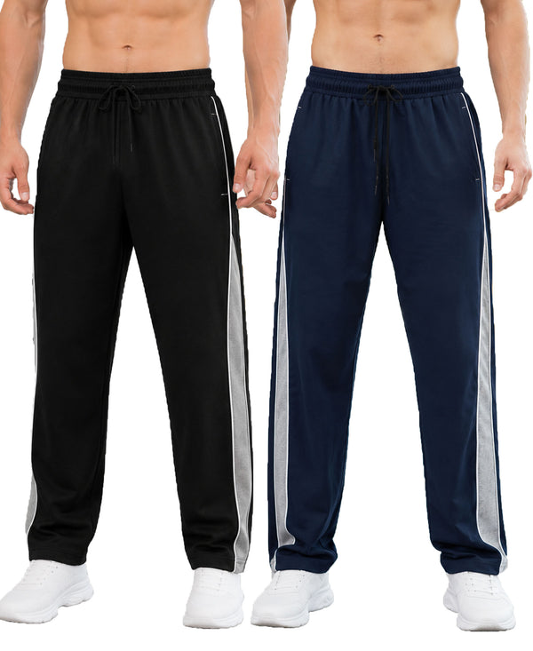 T.T. Men Premium Cotton Cut & Sew Track Pant |Straight Fit| Side Zipper Pocket|Ideal For Gym, Running, Lounge & Casual Wear Pack Of 2-Black,Navy