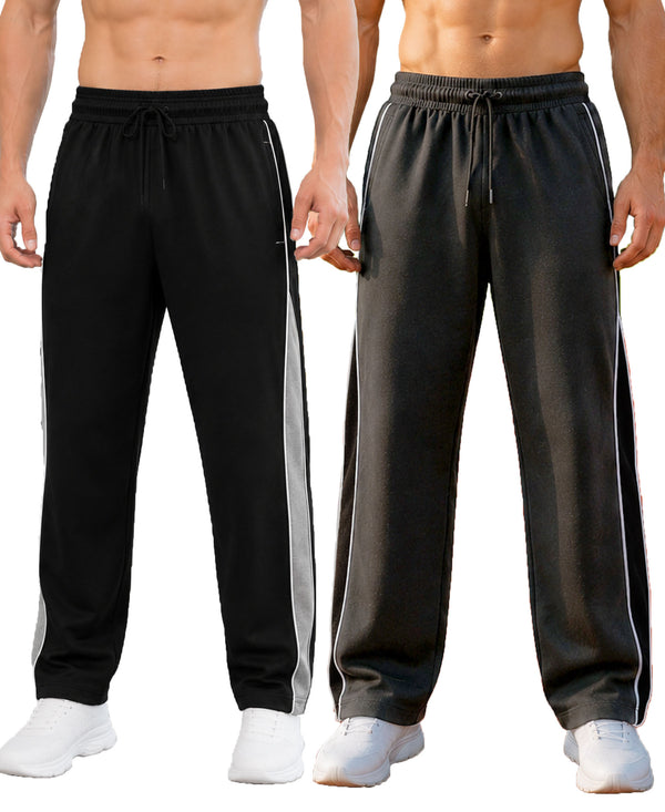 T.T. Men Premium Cotton Cut & Sew Track Pant |Straight Fit| Side Zipper Pocket|Ideal For Gym, Running, Lounge & Casual Wear Pack Of 2-Black,Anthra