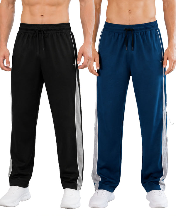 T.T. Men Premium Cotton Cut & Sew Track Pant |Straight Fit| Side Zipper Pocket|Ideal For Gym, Running, Lounge & Casual Wear Pack Of 2-Black,Airforce
