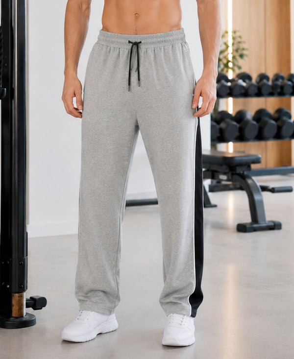 T.T. Men Premium Cotton Cut & Sew Track Pant |Straight Fit| Side Zipper Pocket|Ideal For Gym, Running, Lounge & Casual Wear Pack Of 2-Grey Melange,Anthra