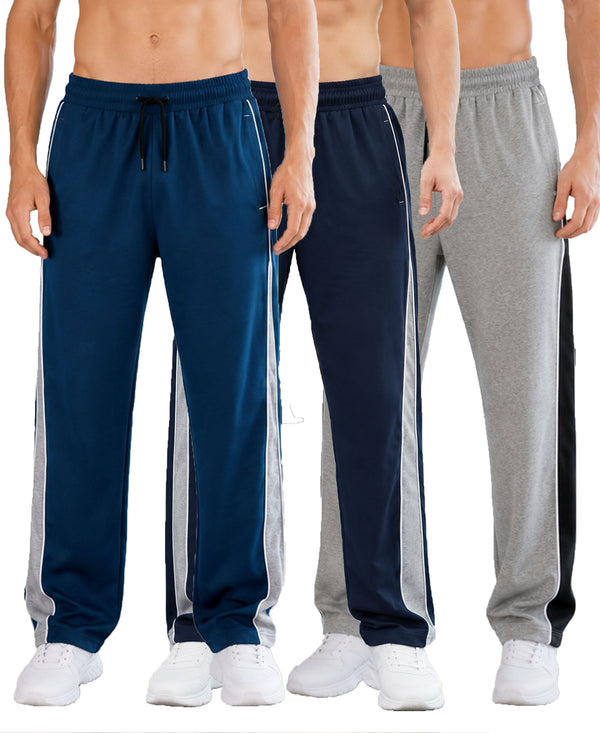 T.T. Men Premium Cotton Cut & Sew Track Pant |Straight Fit| Side Zipper Pocket|Ideal For Gym, Running, Lounge & Casual Wear Pack Of 3-Navy,Grey Melange,Airforce