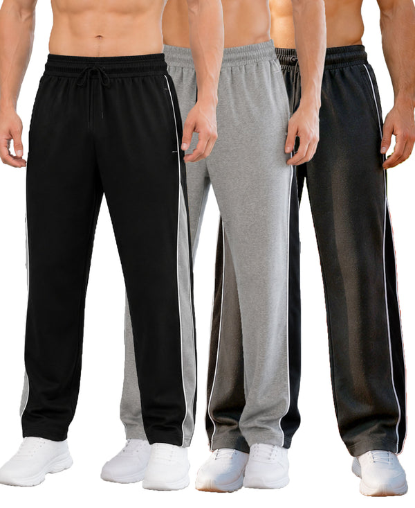 T.T. Men Premium Cotton Cut & Sew Track Pant |Straight Fit| Side Zipper Pocket|Ideal For Gym, Running, Lounge & Casual Wear Pack Of 3-Anthra,Black,Grey Melange