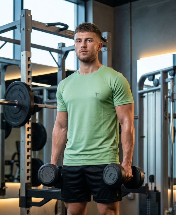 T.T. Men Dri-Fit Polyester Dot- Knit Fabric| Round Neck | Half Sleeve | Sweat-Wicking Gym & Active Wear Tees Pack Of 3 Light Blue,Teal,Light Green