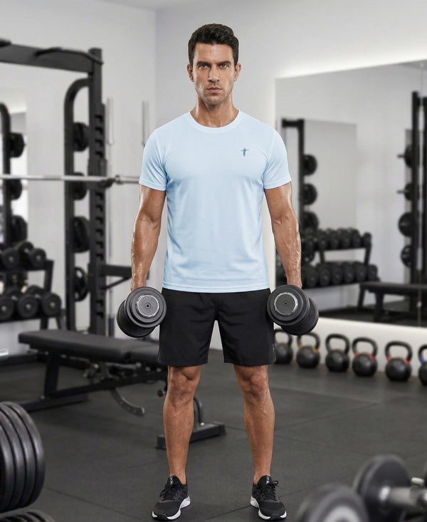 T.T. Men Dri-Fit Polyester Dot- Knit Fabric| Round Neck | Half Sleeve | Sweat-Wicking Gym & Active Wear Tees Pack Of 3 Light Blue,Olive,Navy