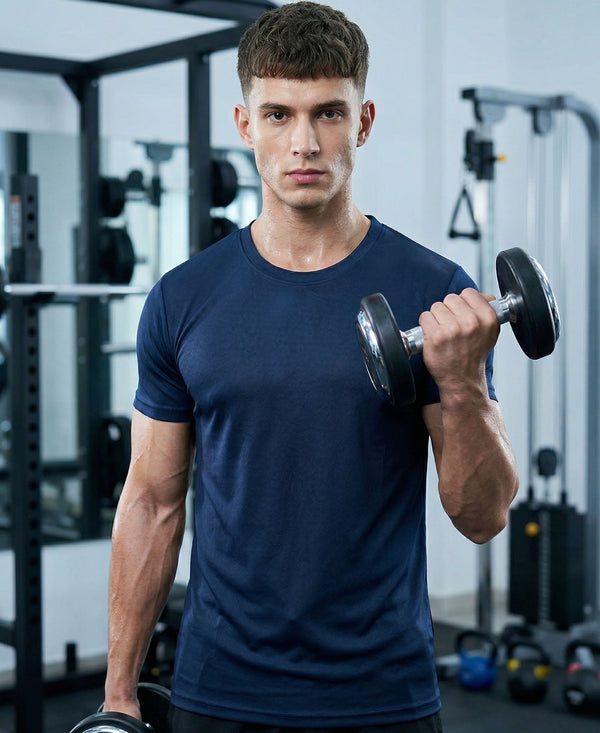T.T. Men Dri-Fit Polyester Dot- Knit Fabric| Round Neck | Half Sleeve | Sweat-Wicking Gym & Active Wear Tees Pack Of 3 Black,Blue,Olive