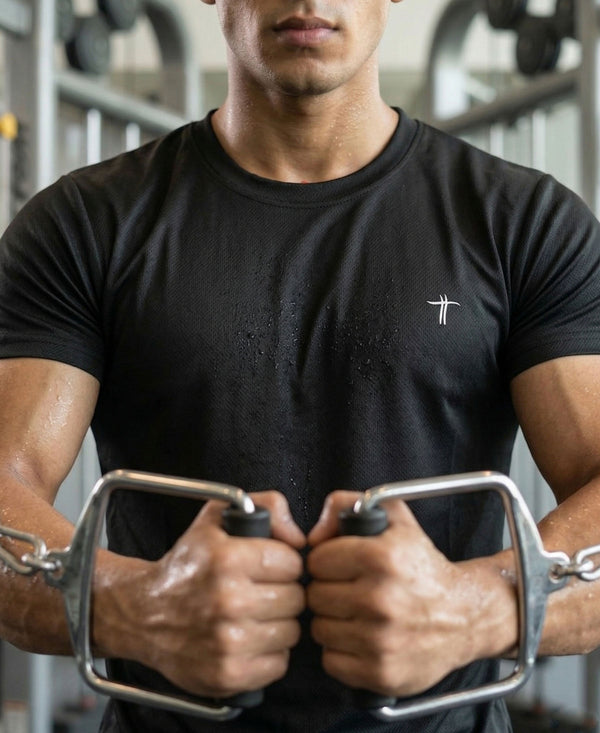 T.T. Men Dri-Fit Polyester Dot- Knit Fabric| Round Neck | Half Sleeve | Sweat-Wicking Gym & Active Wear Tees Pack Of 4 Light Grey,Black,Navy,Olive