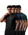 T.T. Men Dri-Fit Polyester Dot- Knit Fabric| Round Neck | Half Sleeve | Sweat-Wicking Gym & Active Wear Tees Pack Of 4 Black,Navy,Teal,Olive