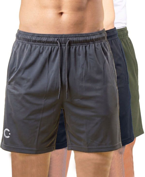 T.T. Men|Dri Fit Sports Short|Regular Fit|Side Pocket|Ideal For Gym, Sports & Daily Wear|Pack Of 3-Grey,Black,Olive