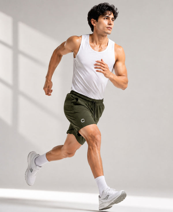 T.T. Men|Dri Fit Sports Short|Regular Fit|Side Pocket|Ideal For Gym, Sports & Daily Wear|Pack Of 1-Olive