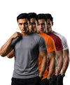 T.T. Men Dri-Fit Polyester Dot- Knit Fabric| Round Neck | Half Sleeve | Sweat-Wicking Gym & Active Wear Tees Pack Of 4 Steel Grey,Orange,Maroon,White