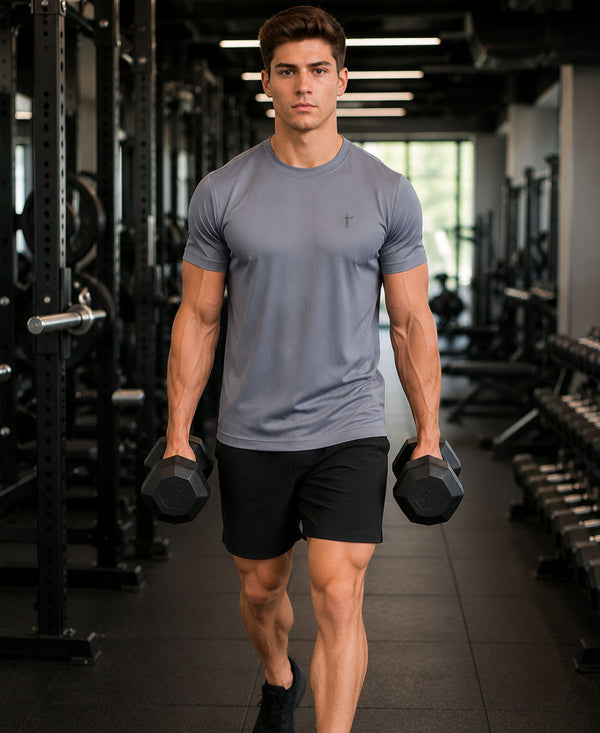 T.T. Men Dri-Fit Polyester Dot- Knit Fabric| Round Neck | Half Sleeve | Sweat-Wicking Gym & Active Wear Tees Pack Of 3 Steel Grey,Orange,Dark Green