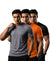 T.T. Men Dri-Fit Polyester Dot- Knit Fabric| Round Neck | Half Sleeve | Sweat-Wicking Gym & Active Wear Tees Pack Of 3 Steel Grey,Orange,Black