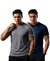 T.T. Men Dri-Fit Polyester Dot- Knit Fabric| Round Neck | Half Sleeve | Sweat-Wicking Gym & Active Wear Tees Pack Of 2 Steel Grey,Navy