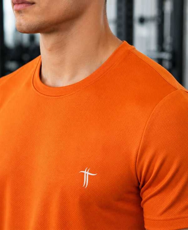 T.T. Men Dri-Fit Polyester Dot- Knit Fabric| Round Neck | Half Sleeve | Sweat-Wicking Gym & Active Wear Tees Pack Of 2 Orange,Teal