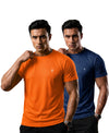 T.T. Men Dri-Fit Polyester Dot- Knit Fabric| Round Neck | Half Sleeve | Sweat-Wicking Gym & Active Wear Tees Pack Of 2 Orange,Blue