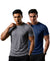 T.T. Men Dri-Fit Polyester Dot- Knit Fabric| Round Neck | Half Sleeve | Sweat-Wicking Gym & Active Wear Tees Pack Of 2 Steel Grey,Blue