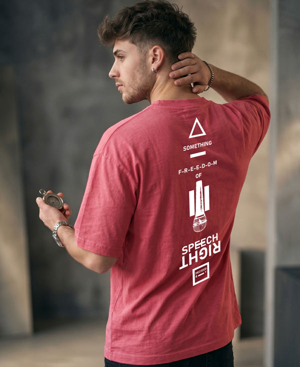 T.T. Men|Oversized Printed T-Shirt|Round Neck|Soft Breathable Cotton Fabric | Street , Casual & Outdoor Wear Tees|Rise Print|Pink