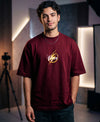 T.T. Men|Oversized Printed T-Shirt|Round Neck|Soft Breathable Cotton Fabric | Street , Casual & Outdoor Wear Tees|Rise Print|Maroon