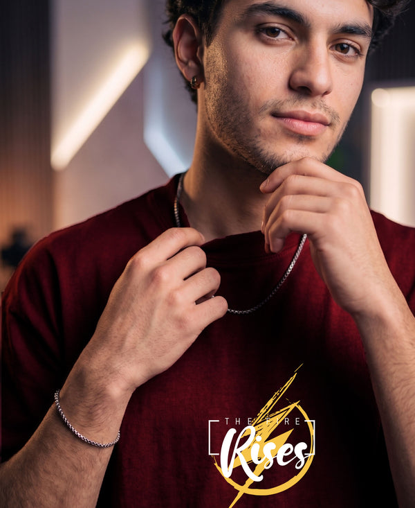 T.T. Men|Oversized Printed T-Shirt|Round Neck|Soft Breathable Cotton Fabric | Street , Casual & Outdoor Wear Tees|Rise Print|Maroon