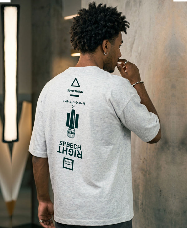 T.T. Men|Oversized Printed T-Shirt|Round Neck|Soft Breathable Cotton Fabric | Street , Casual & Outdoor Wear Tees|Rise Print|Grey Melange