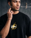 T.T. Men|Oversized Printed T-Shirt|Round Neck|Soft Breathable Cotton Fabric | Street , Casual & Outdoor Wear Tees|Rise Print|Black