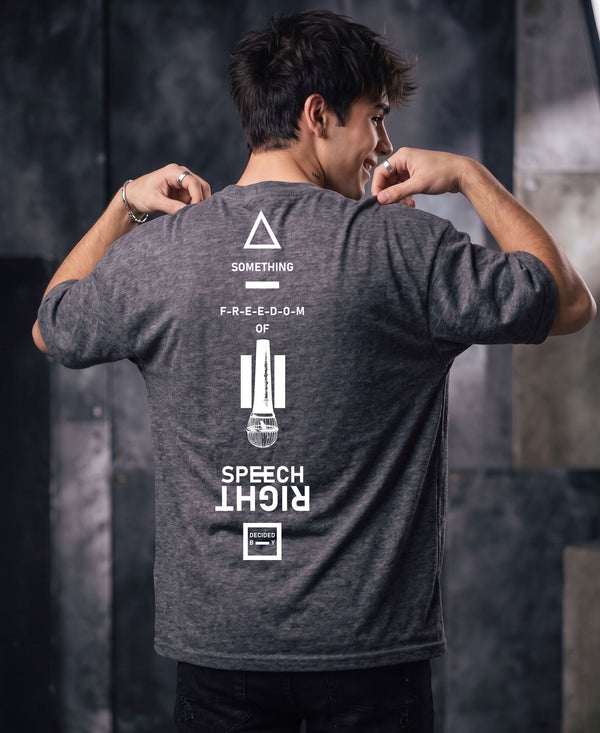 T.T. Men|Oversized Printed T-Shirt|Round Neck|Soft Breathable Cotton Fabric | Street , Casual & Outdoor Wear Tees|Rise Print|Anthra Melange