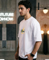 T.T. Men|Oversized Printed T-Shirt|Round Neck|Soft Breathable Cotton Fabric | Street , Casual & Outdoor Wear Tees|Rise Print|White
