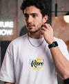 T.T. Men|Oversized Printed T-Shirt|Round Neck|Soft Breathable Cotton Fabric | Street , Casual & Outdoor Wear Tees|Rise Print|White