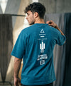 T.T. Men|Oversized Printed T-Shirt|Round Neck|Soft Breathable Cotton Fabric | Street , Casual & Outdoor Wear Tees|Rise Print|Teal Blue