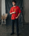 T.T. Men|Oversized Printed T-Shirt|Round Neck|Soft Breathable Cotton Fabric | Street , Casual & Outdoor Wear Tees|Rise Print|Red
