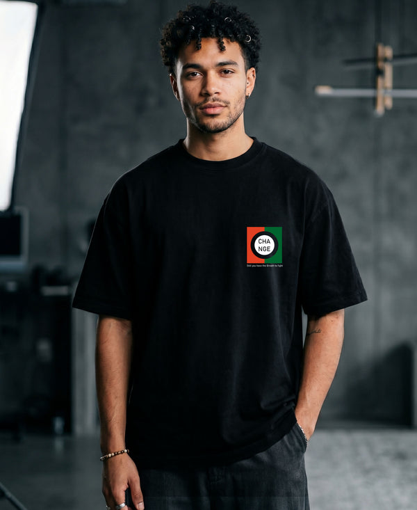 T.T. Men|Oversized Printed T-Shirt|Round Neck|Soft Breathable Cotton Fabric | Street , Casual & Outdoor Wear Tees|Change Print|Black
