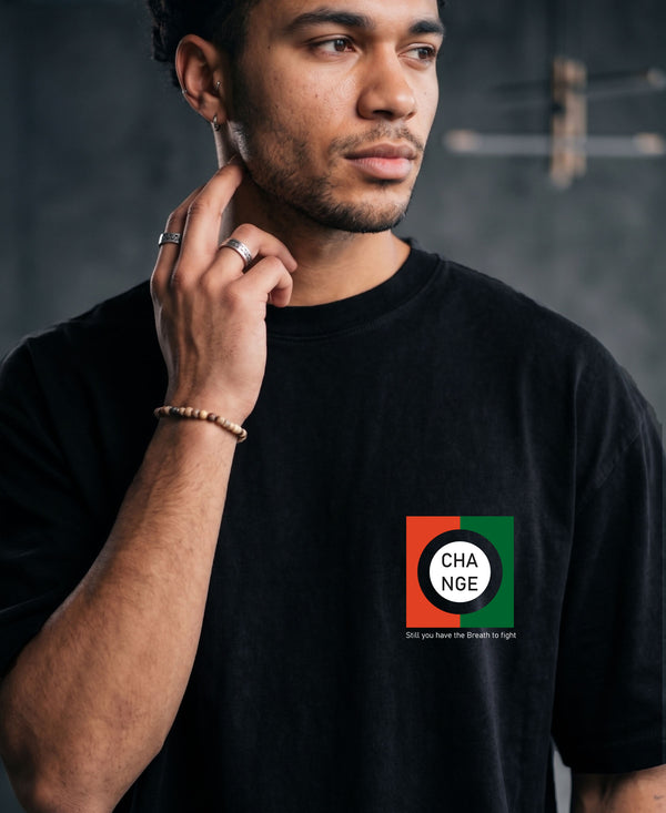 T.T. Men|Oversized Printed T-Shirt|Round Neck|Soft Breathable Cotton Fabric | Street , Casual & Outdoor Wear Tees|Change Print|Black