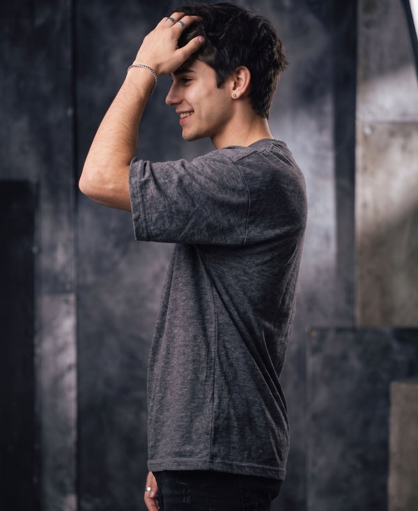 T.T. Men|Oversized Printed T-Shirt|Round Neck|Soft Breathable Cotton Fabric | Street , Casual & Outdoor Wear Tees|Change Print|Anthra Melange