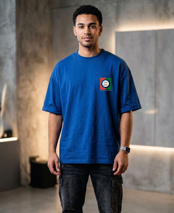 T.T. Men|Oversized Printed T-Shirt|Round Neck|Soft Breathable Cotton Fabric | Street , Casual & Outdoor Wear Tees|Change Print|Royal Blue