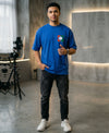 T.T. Men|Oversized Printed T-Shirt|Round Neck|Soft Breathable Cotton Fabric | Street , Casual & Outdoor Wear Tees|Change Print|Royal Blue