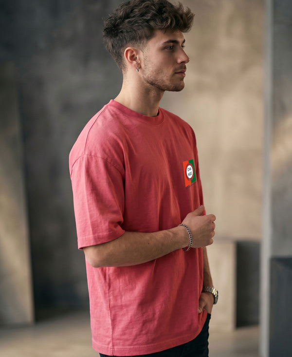 T.T. Men|Oversized Printed T-Shirt|Round Neck|Soft Breathable Cotton Fabric | Street , Casual & Outdoor Wear Tees|Change Print|Pink