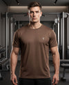 T.T. Men Dri-Fit Polyester Dot- Knit Fabric| Round Neck | Half Sleeve | Sweat-Wicking Gym & Active Wear TeesBrown